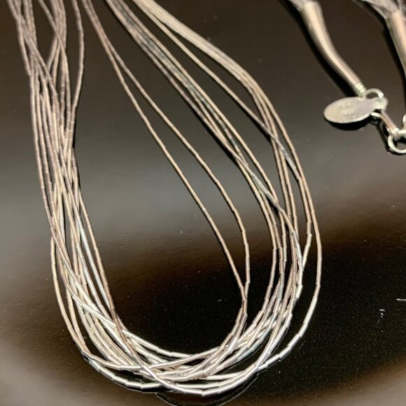 Liquid Silver Necklace 10 Strands 24" long Vintage MEXICO Sterling Silver J855 - Picture 3 of 8
